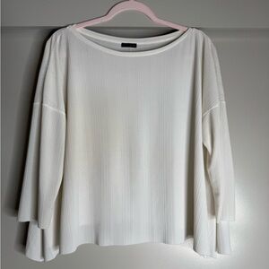 Zara Quarter Sleeve White Women's Top (Size Small)
